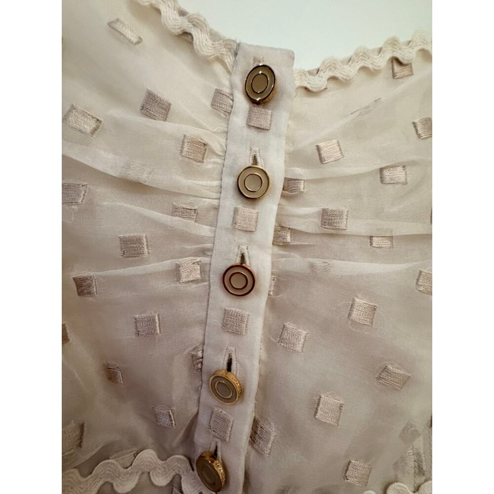 Tory Burch Cream and Beige Midi 100% Silk Sundress - US 2 - Picture 2 of 9